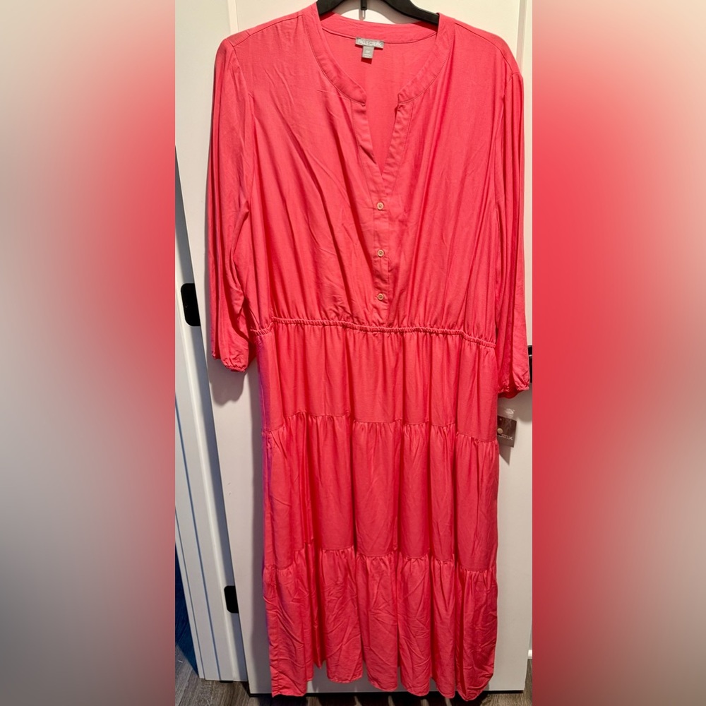 Women’s Falls Creek Midi Tier Dress Size 3x- Coral